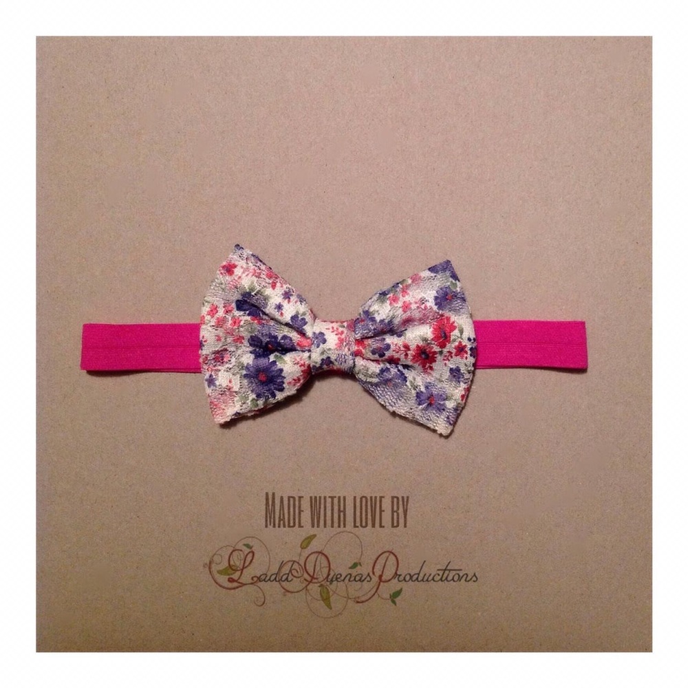 Floral lace bow headband